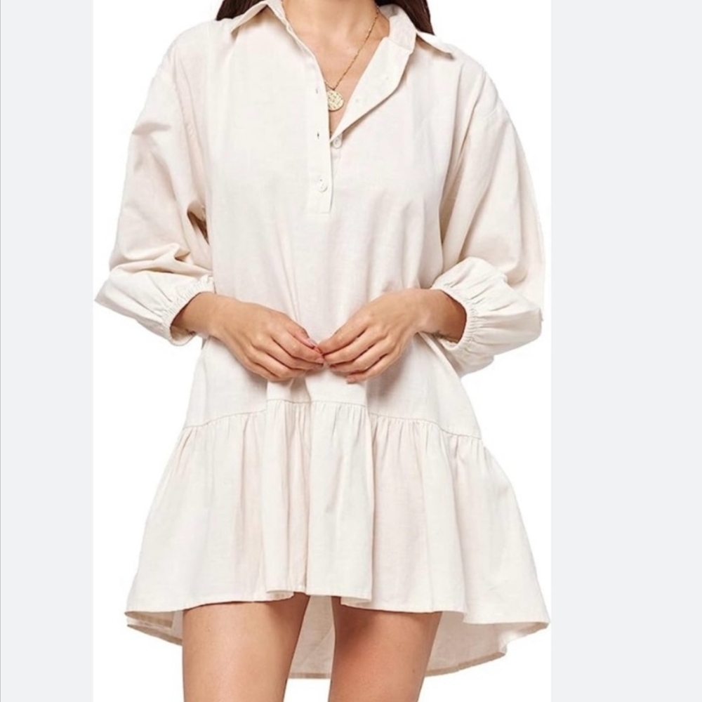 L*Space Ivory Button-Up Shirt Dress